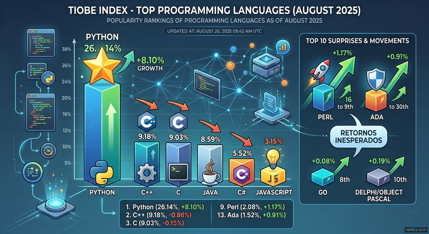 Python sigue creciendo y Sorpresas en el Top: Análisis del Índice TIOBE